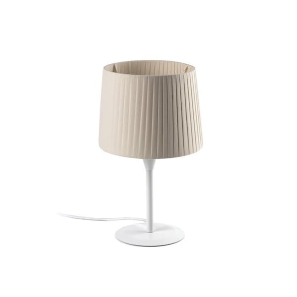Faro SAMBA - Rund tilspidset beige bordlampe, E27