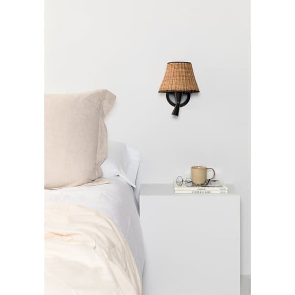 Væglampe - FARO - SUMBA - Sort - Rattan - E27 - 3000K
