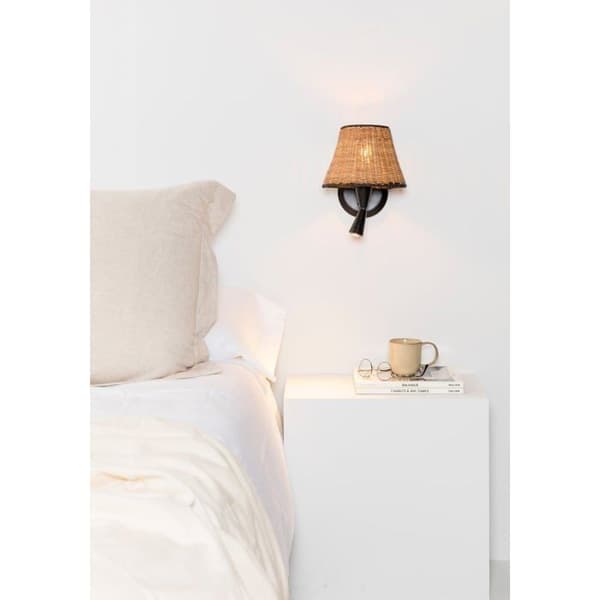 Væglampe - FARO - SUMBA - Sort - Rattan - E27 - 3000K