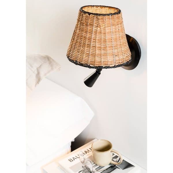 Væglampe - FARO - SUMBA - Sort - Rattan - E27 - 3000K