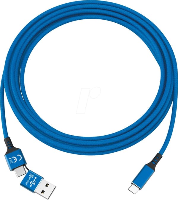 USB Smrter Smrter Cable SPEEDY Data- och laddningskabel, USB-C Typ, 100cm, blå detaljhandel