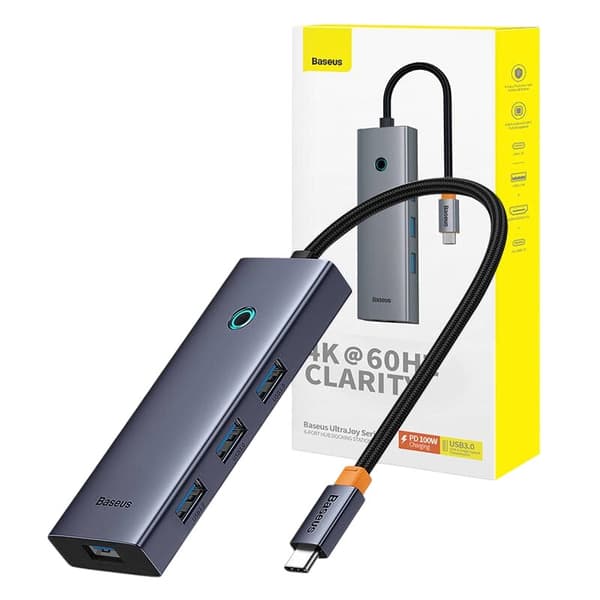 6i1 Hub Baseus UltraJoy USB-C til HDMI4K@60Hz+4xUSB 3.0+PD (space grey)