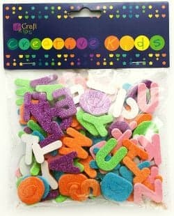 Vaahtomuovitarrakirjaimet, glitter, 120 kpl