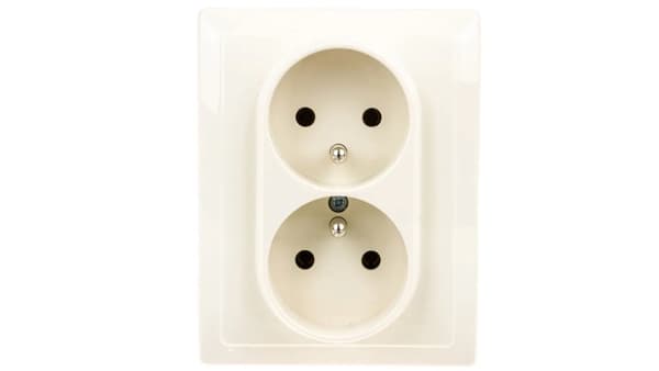 KOS Dobbeltstik Vena Jordforbindelse 16A 250V Creme (510336)