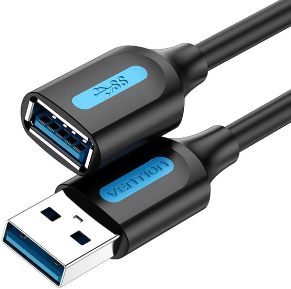 Jatkojohto USB 3.0 uros-naaras Vention CBHBH 2m Musta