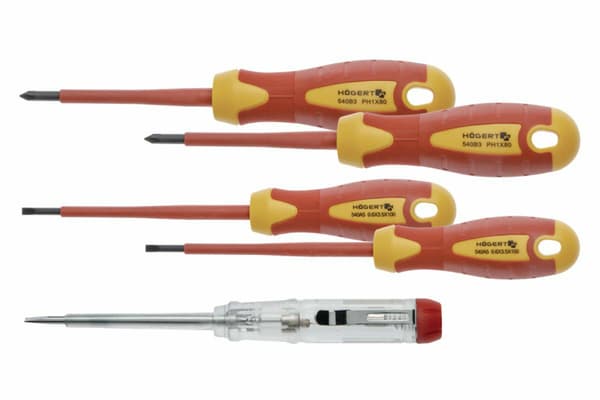 Högert Technik borrset 1000 V stål S2 + spänningsprovare 5 delar (HT1S994)