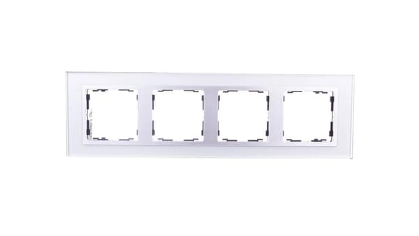 Kontakt-Simon firedobbelt ramme Simon 82 glas sølv/aluminium (82947-62)