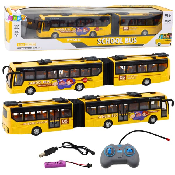 RC 1:32 Gul Ledfjärrstyrd Trådbuss Skolbuss