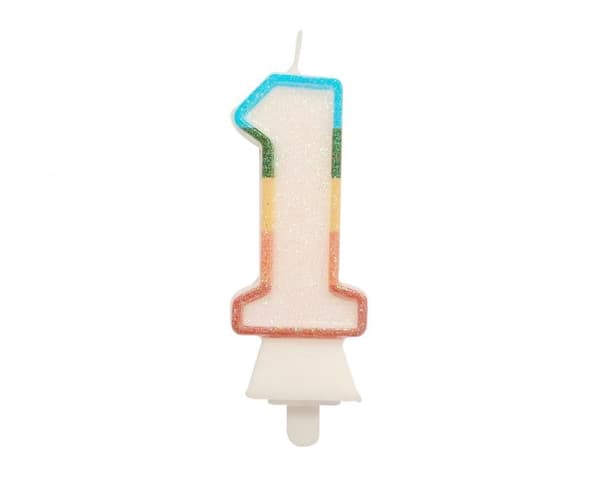 Sateenkaari numero 1 kynttilä 8,5cm