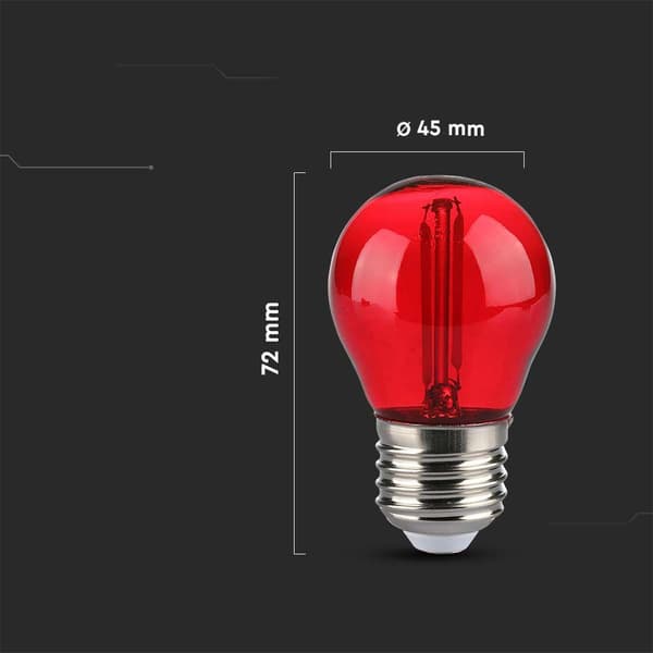 LED-filamenttilamppu 2W E27 G45 60lm 300st. Punainen 217413