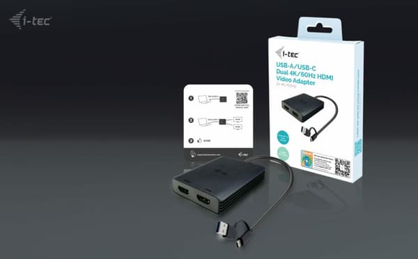 Adapter USB-A/USB-C Dual 4K/60 Hz HDMI Video
