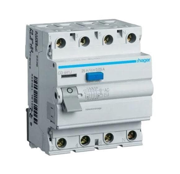 Hager Vikavirtakytkin 4P 40A 0.03A AC CDC440J