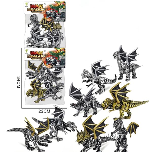 DINOSAURER DRAGER SØLV ZLOTE 8 STK