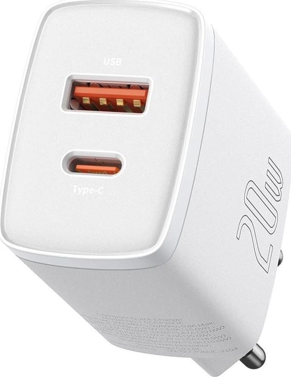 Baseus Compact Oplader 1x USB-A 1x USB-C 3 A (6953156207240)