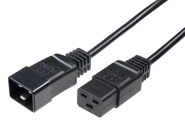 MicroConnect strømkabel C19 - C20 16A 3m sort, H05VV-F3x1.5mm2 CU, hun-han