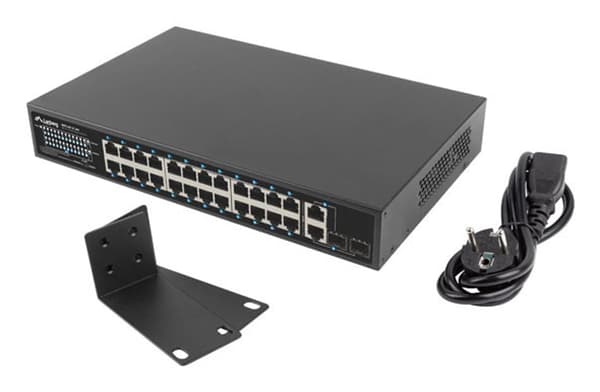 Lanberg 24x 100Mb PoE+/2x Combo Rack Switch 19\" Gigabit Ethernet 250W