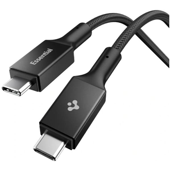 Spigen Essential USB C - USB C 100W kangaskaapeli, musta EB10015CC