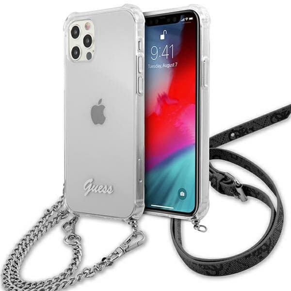 Guess GUHCP12MKC4GSSI iPhone 12/12 Pro 6.1\" Transparent Hardcase 4G Silver Chain