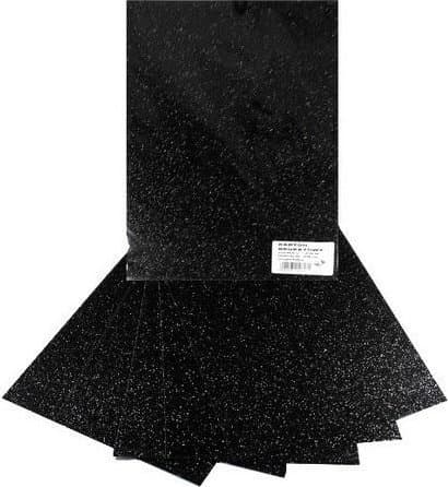 Glitterkarton sort 250g 25x35cm 5 ark