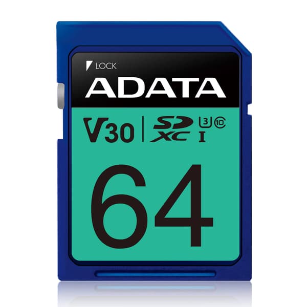 ADATA Premier Pro SDXC 64GB 100R/80W UHS-I U3 Klass 10 A2 V30S