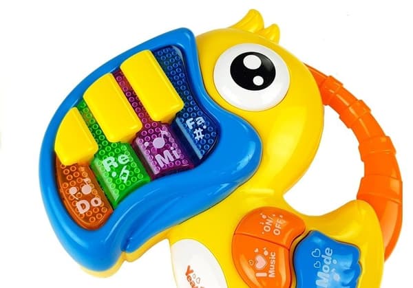 Upprätt piano Do Re Mi papegoja gul