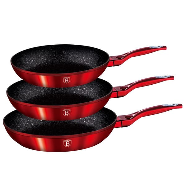 SÆT MED 3 GRANITPANDER BERLINGER HAUS RED METALLIC LINE BH-1288