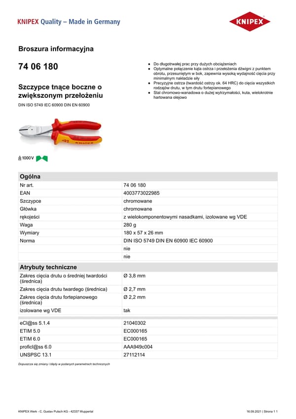 KNIPEX-voimasivuleikkurit