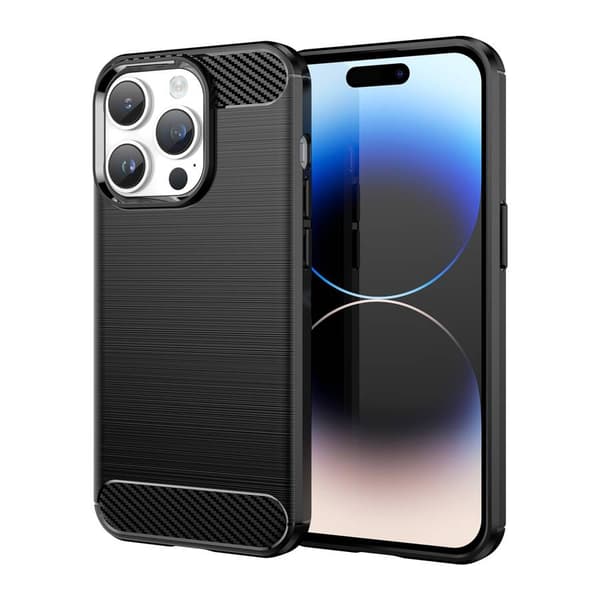 Carbon Case iPhone 14 Pro joustava geeliselkä musta