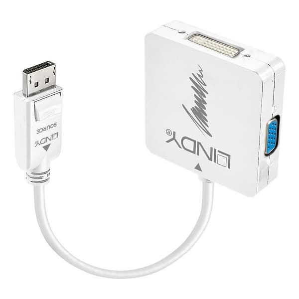 AV-adapter Lindy DisplayPort - HDMI - D-Sub (VGA) - DVI-I sort (41028)