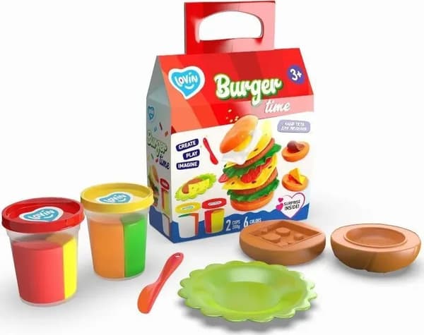 Luova leivonnainen Burger time -setti