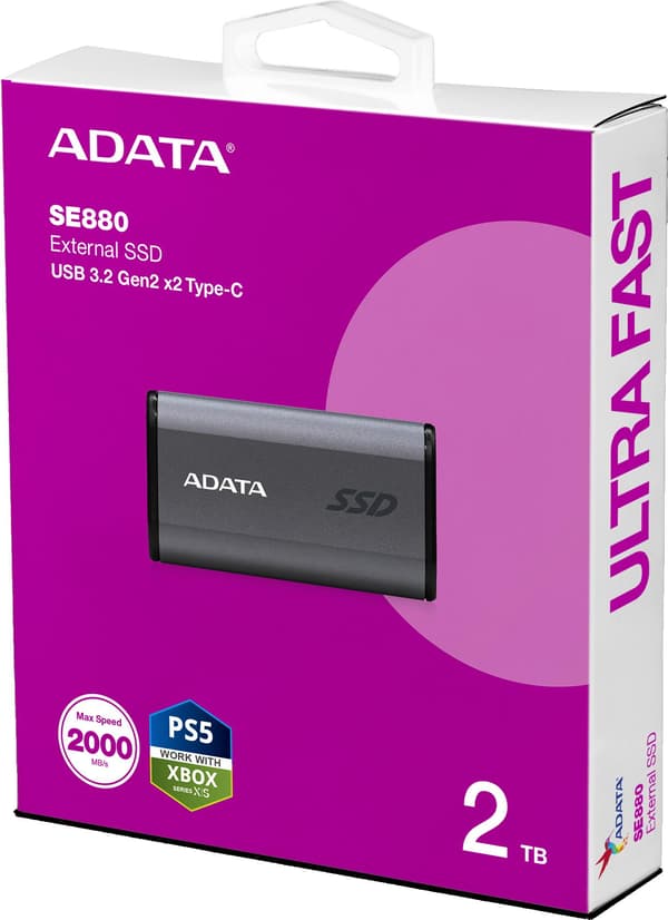 SE880 2 TB, Extern SSD (grå, USB-C 3.2 Gen 2x2 (20 Gbit/s))