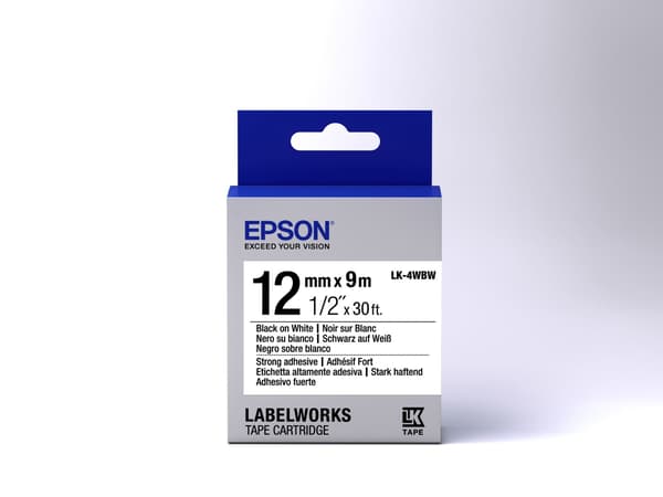 Epson TAPE - LK4WBW STARK HÄFT SVART/VIT 12/9