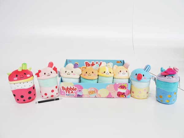 Bubble Tea -maskotti Bablusie 21 cm Mansikka-luomus Aksolotli