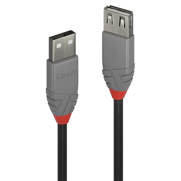 Lindy 0.5M USB 2.0 Type A forlængerkabel, Anthra Line