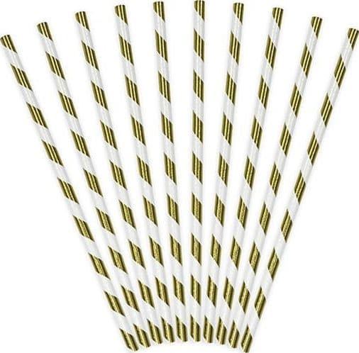 Party Deco Papperssugrör för dryckesränder, guld, 19,5 cm, 10 st universal