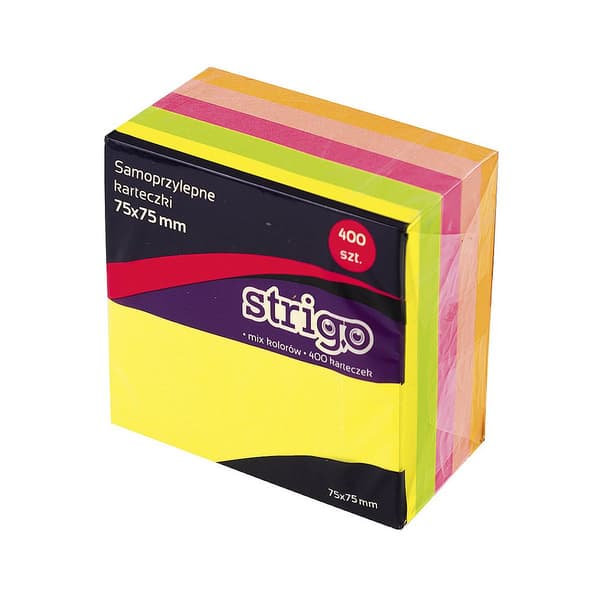 Post-it-lappar 76x76mm 400K neon STRIGO