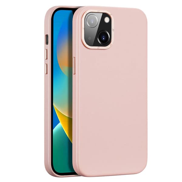 Dux Ducis Grit Läderfodral för iPhone 14 Plus Elegant konstläderfodral (MagSafe-kompatibel) Rosa