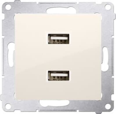 Kontakt-Simon Batteriladdare 2xUSB 2.1A 5V/DC gräddvit (DC2USB.01/41)