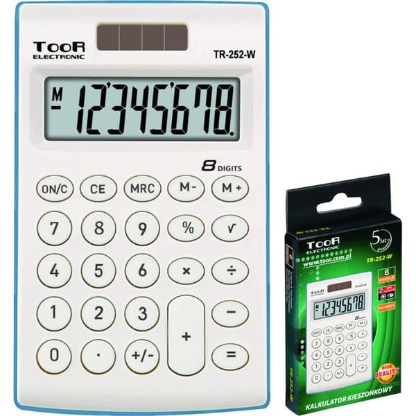 8-paikkainen taskulaskin TR-252-W TOOR