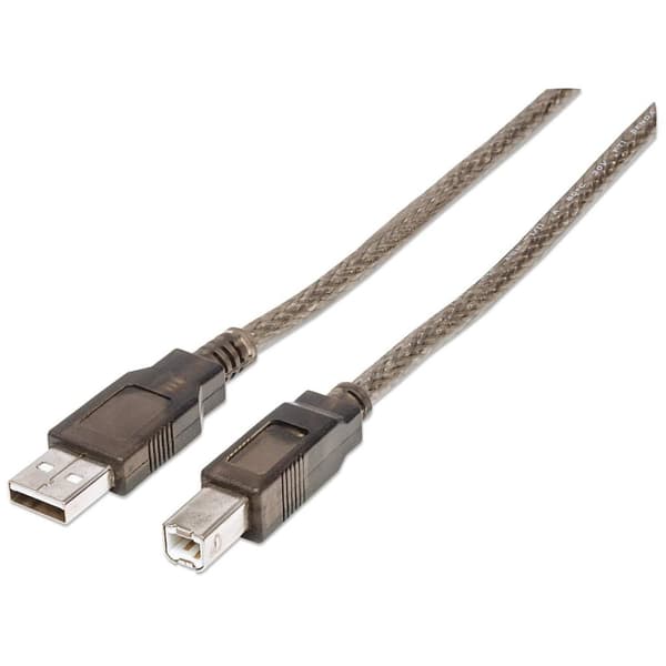 Manhattan USB 2.0 A-B M/M-kabel, aktiv, 11m, silver
