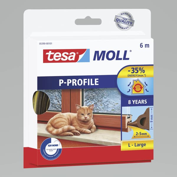 Tesa Gummipakning 9mm P-profil brun 6m (0539003)