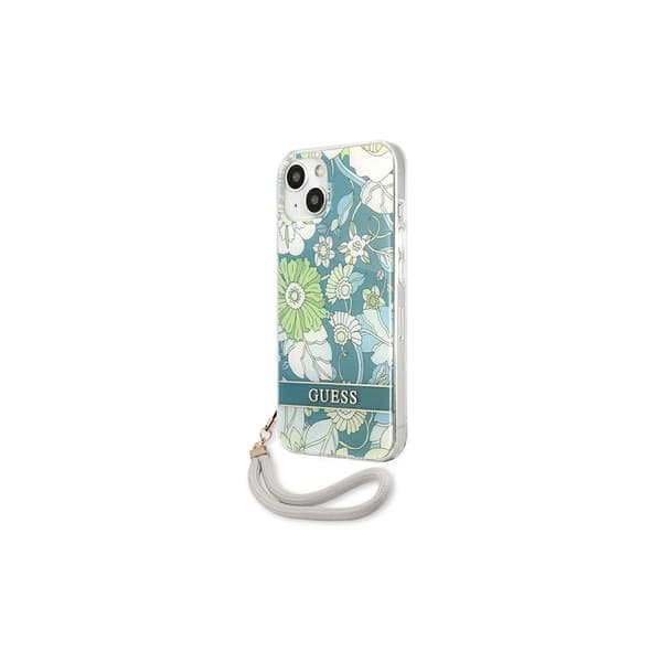 Guess GUHCP13SHFLSN iPhone 13 mini 5.4\" grön/grönt Hardcase Flower Strap