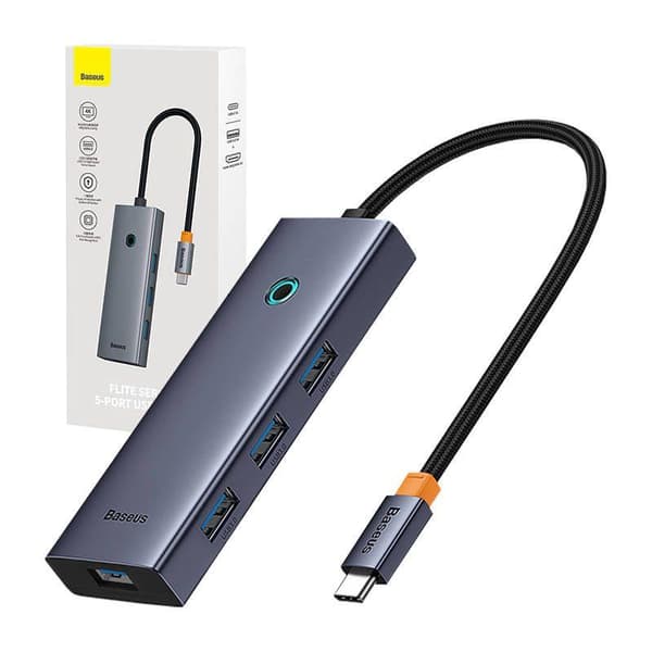 Baseus UltraJoy 5-Port 5in1 (1xHDMI4K @30Hz + 4xUSB 3.0) Grå