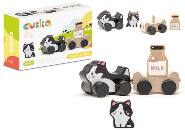 Träleksak Madre kattungar