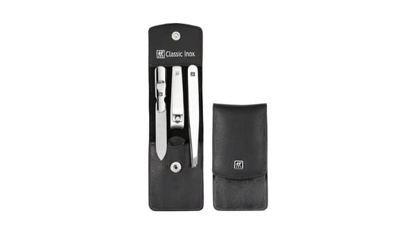Zwilling CLASSIC tryckknappsläderfodral, svart, 3 delar