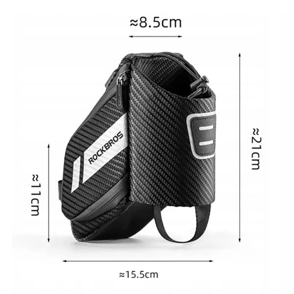 Rockbros C32BK Satulalaukku 1,5 l pullotelineellä – Musta