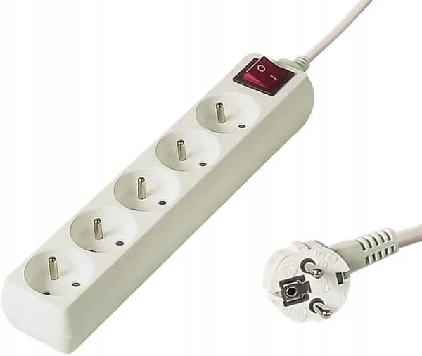 PremiumCord strømskinne 5 stik 10 m hvid (pp5k10)