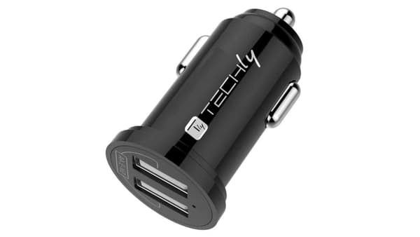 TECHLY Mini Biloplader 2 USB-A-porte 17W/3.4A Sort