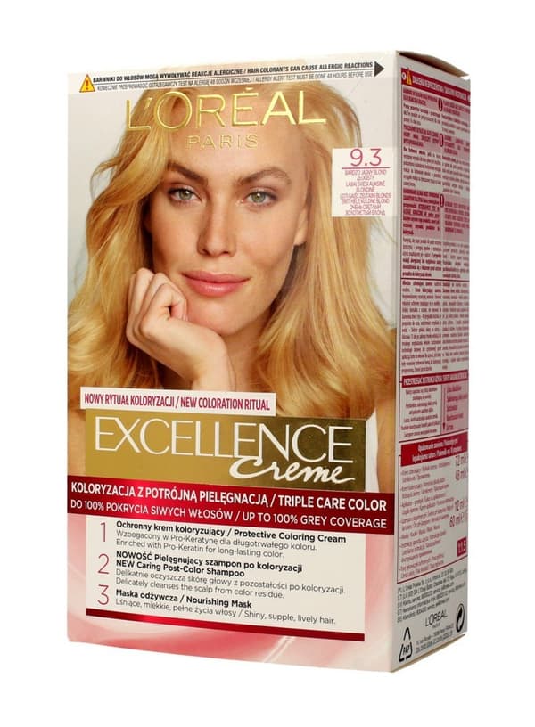 L'Oreal Paris Excellence Creme Hårfarve 9.3 Meget Lys Blond Solid
