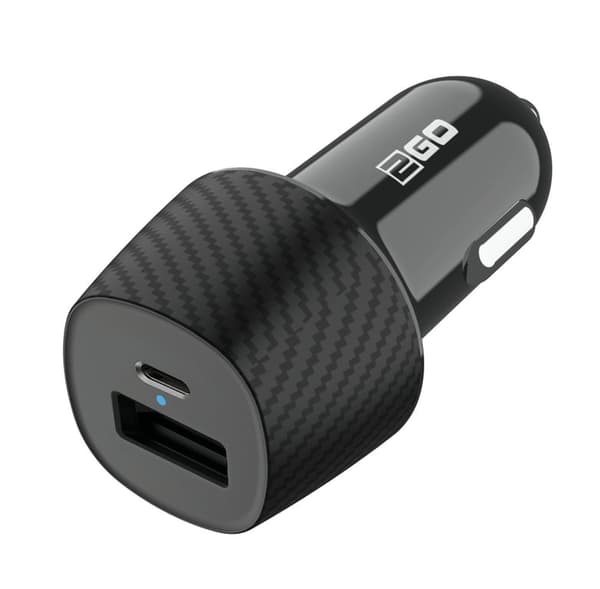 Autolaturi 2GO 20W 1xUSB-C 1xUSB-A musta